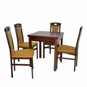 Möbel4Life Esszimmer Sitzgruppe in Nussbaumfarben & Ocker Gelb Tisch ausziehbar (fünfteilig)
