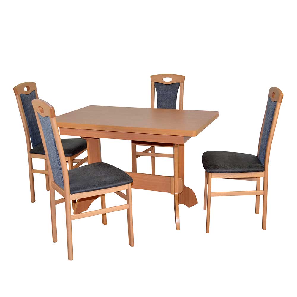 Möbel4Life Esszimmer Gruppe mit ausziehbarem Tisch in Buchefarben klassisch (fünfteilig)