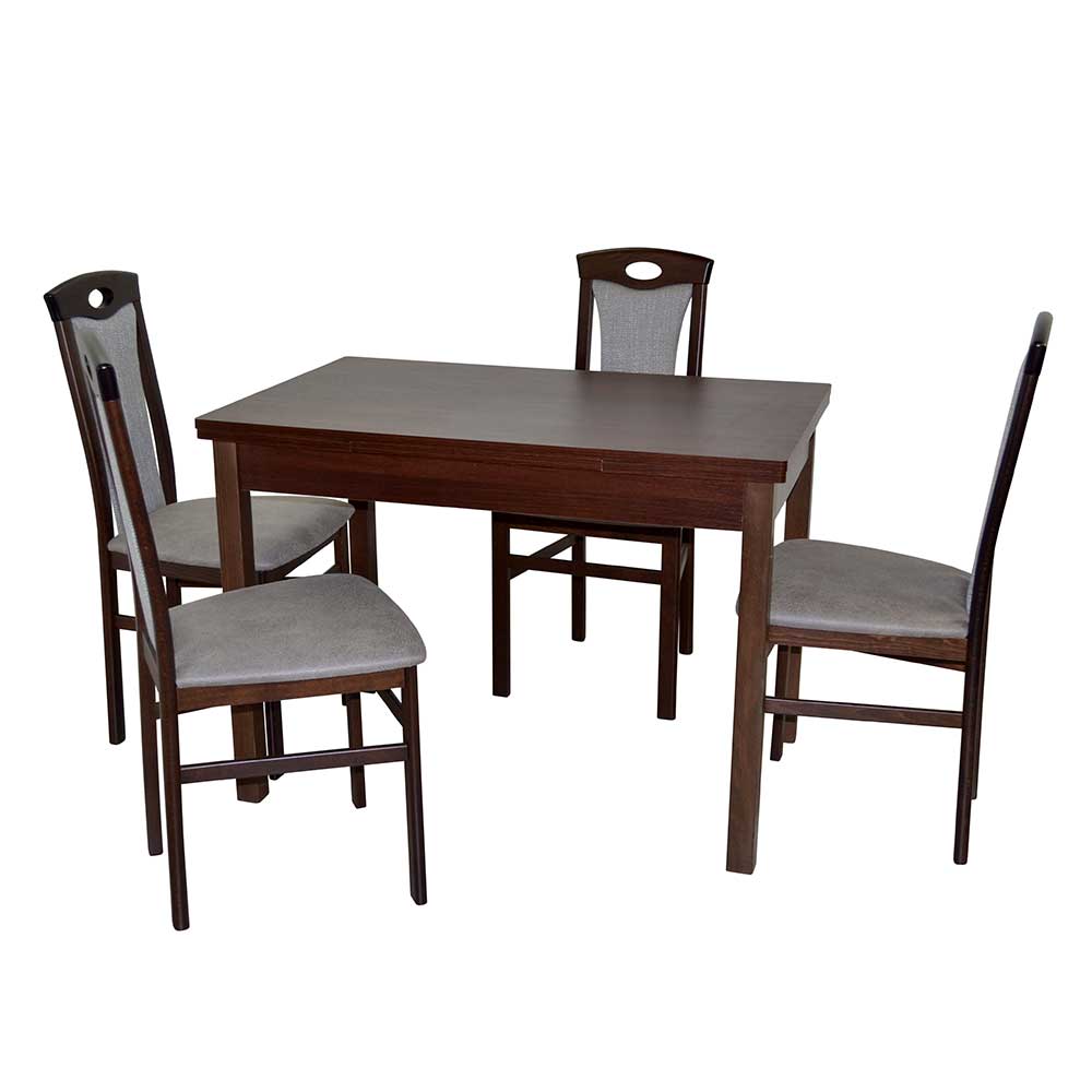 Möbel4Life Esszimmer Sitzgruppe mit Tisch und Stühlen Nussbaumfarben (fünfteilig)