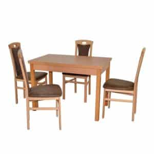 Möbel4Life Esszimmer Sitzgruppe mit vier Stühlen Buchefarben & Braun (fünfteilig)