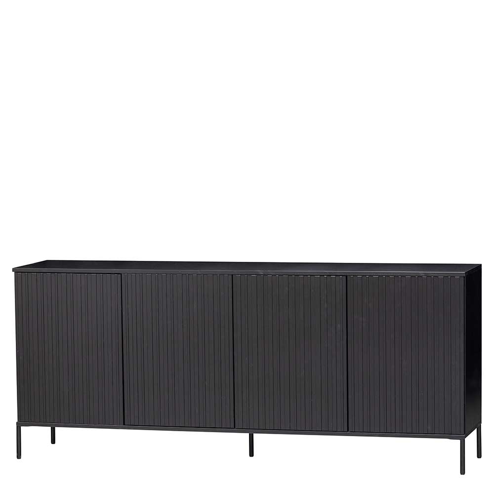 Basilicana Schwarzes Skandi Stil Sideboard 200 cm breit 85 cm hoch