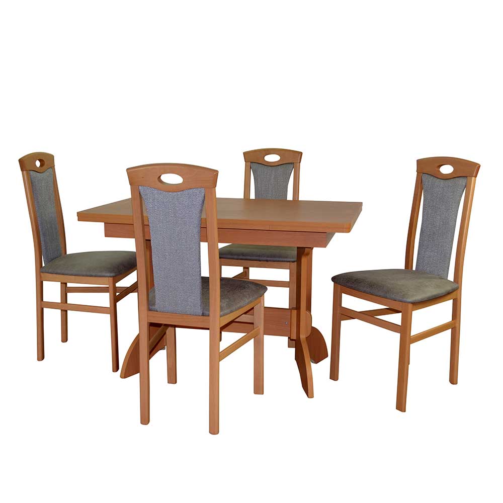 Möbel4Life Esszimmermöbelset mit vier Stühlen Buchefarben und Anthrazit (fünfteilig)