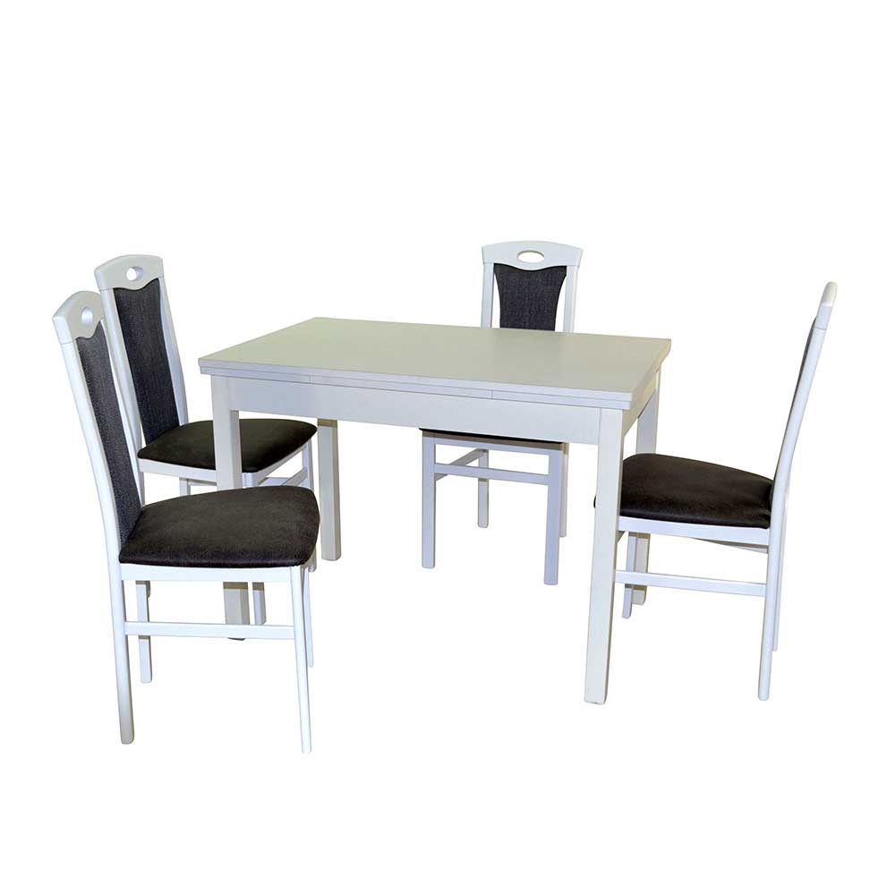 Möbel4Life Esszimmerkombination in Weiß & Anthrazit vier Sitzplätze (fünfteilig)
