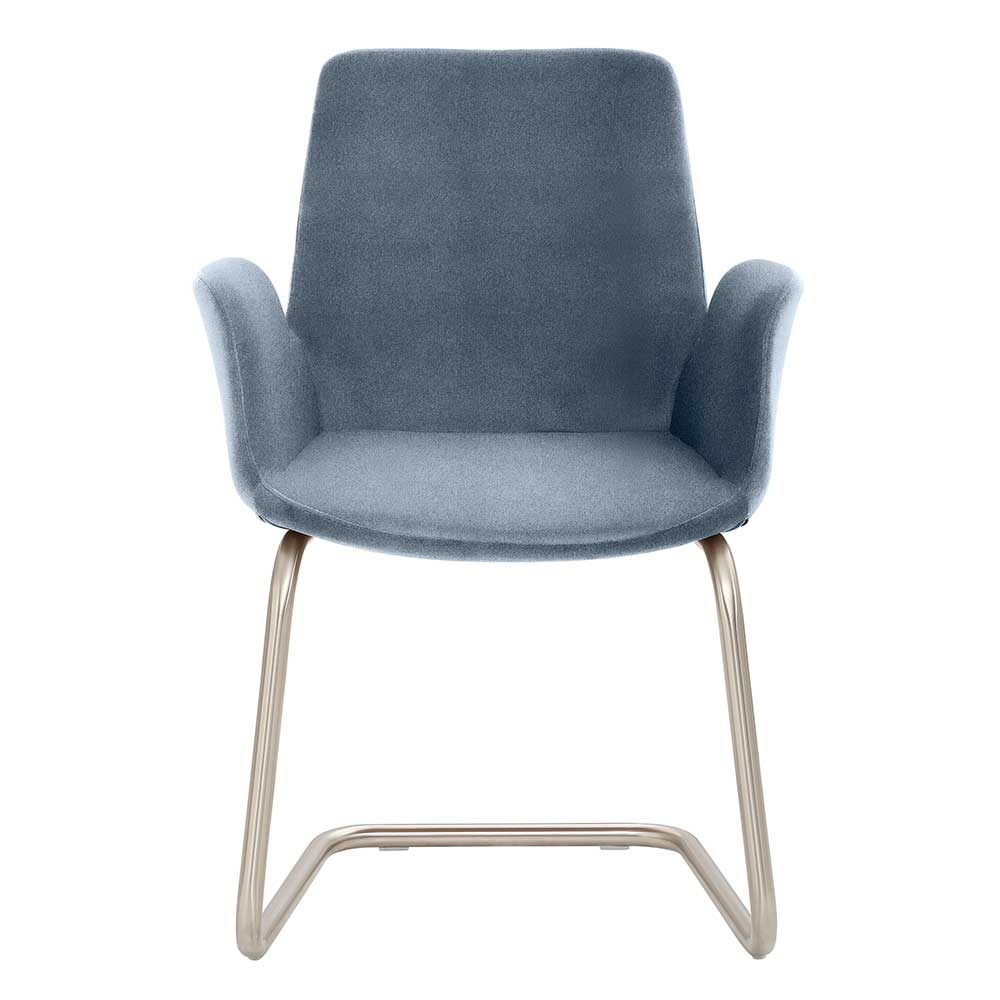 PerfectFurn Freischwinger Stuhl in Blau und Chromfarben Gestell aus Metall