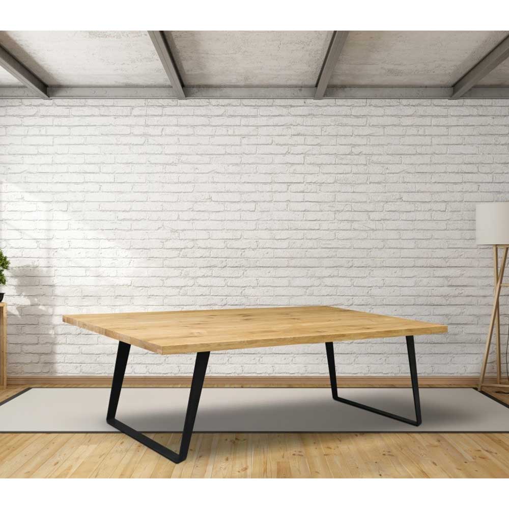 Elegance InLiving Esszimmertisch aus Wildeiche Massivholz und Metall modern
