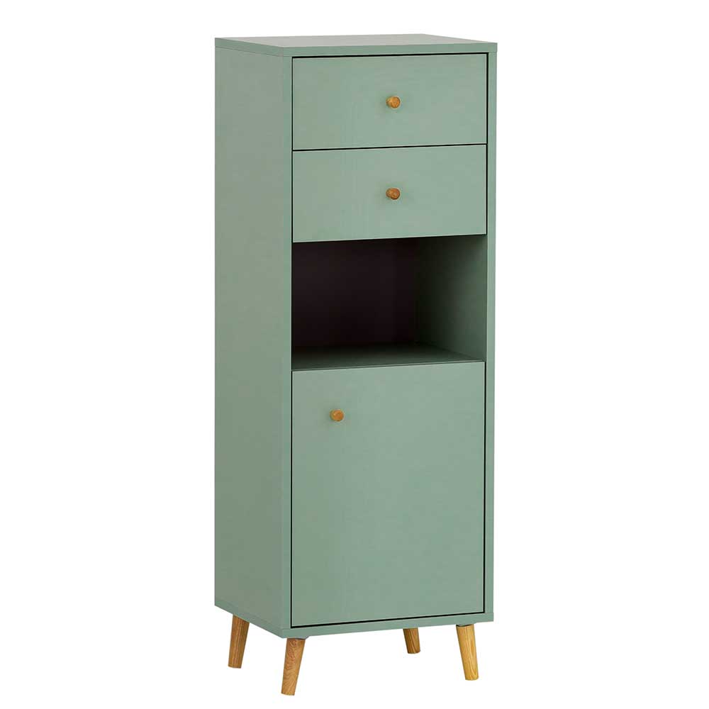 Basilicana Badezimmermidischrank modern im Skandi Design zwei Schubladen