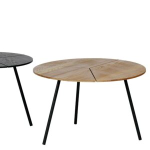 Basilicana Rundes Couchtisch Set in Schwarz und Esche furniert modern (dreiteilig)