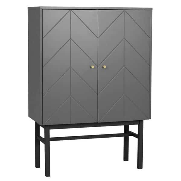 TopDesign Highboard mit Metallgriffen Grau