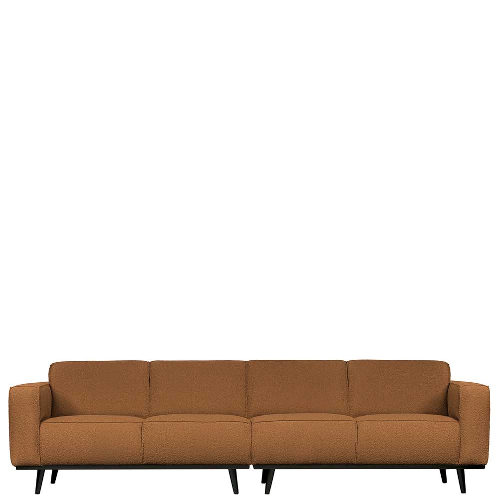 Basilicana Dreier Sofa in Bernsteinfarben Stoff Armlehnen