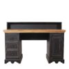 Möbel Exclusive Schreibtisch in Schwarz und Honigfarben Kolonialstil