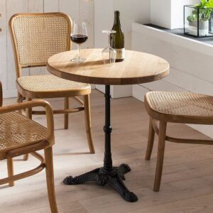 Möbel Exclusive Runder Tisch aus Wildeiche Massivholz und Gusseisen Vintage Design