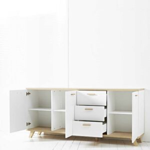 Möbel Exclusive Sideboard in Weiß Eiche Nachbildung