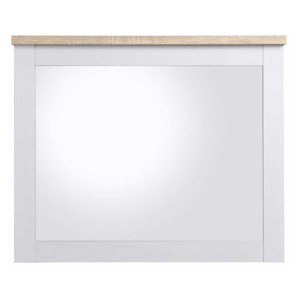 Möbel4Life Rechteckiger Wandspiegel im Landhausstil Weiß und Sonoma Eiche