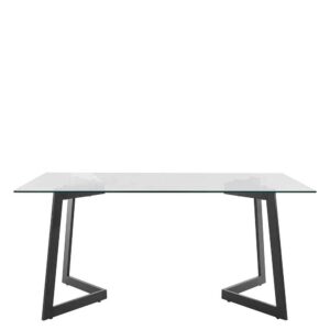 Möbel4Life Esszimmertisch mit Glasplatte und Metall Bügelgestell 160 cm breit