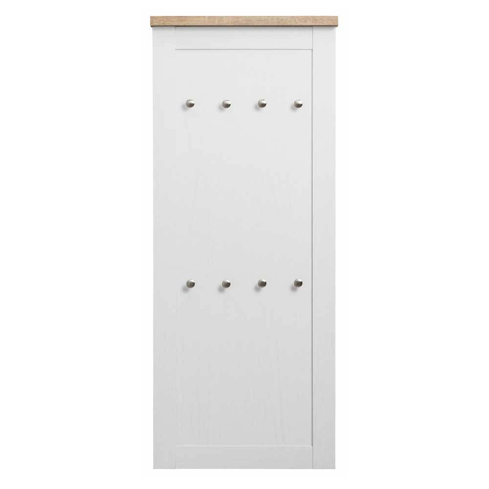 Möbel4Life Landhaus Wandgarderobe in Weiß 120 cm hoch mit 8 Haken