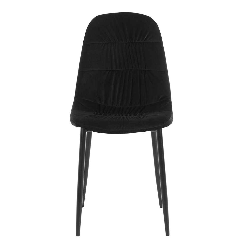 Möbel4Life Moderne Esszimmerstühle in Schwarz Samt und Metall (2er Set)
