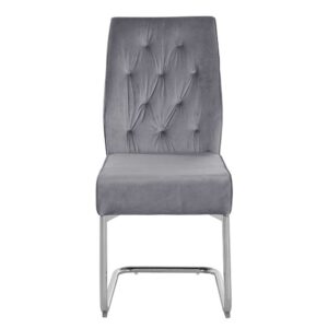 Möbel4Life Schwingstuhl in Grau und Chromfarben aufwendigen Steppungen (2er Set)