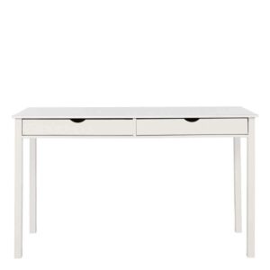 Möbel4Life Schreibtisch aus Kiefer Massivholz Weiß lackiert zwei Schubladen
