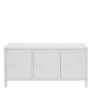 Möbel4Life Metall Fernsehunterschrank in Weiß drei Drehtüren