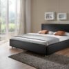 BestLivingHome Futonbett aus Kunstleder (100% Polyurethan) Schwarz