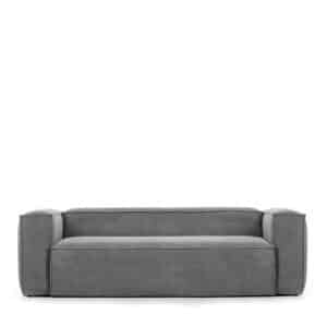 4Home Graues Cord Sofa in modernem Design 210 cm breit