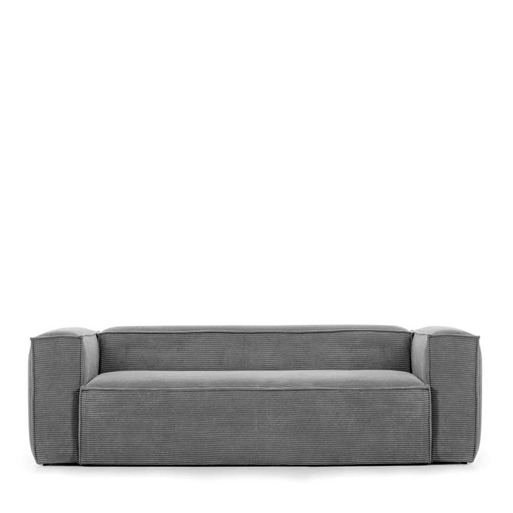 4Home Graues Cord Sofa in modernem Design 210 cm breit