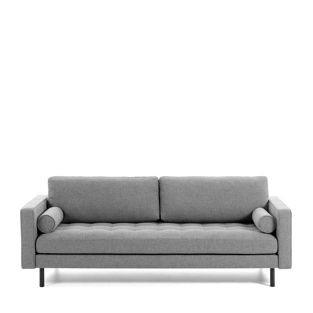 4Home Hellgraues Zweisitzer Sofa aus Chenillegewebe Buche Massivholz