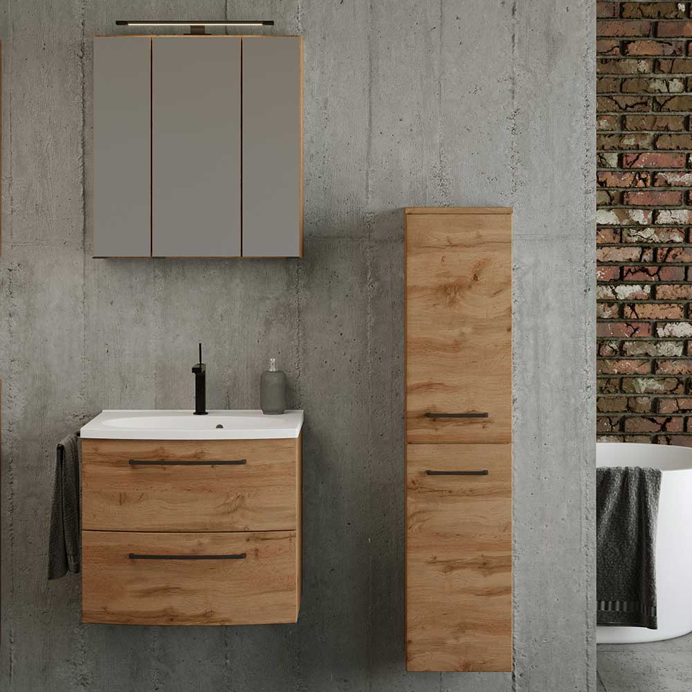 Star Möbel Gästetoilette Set mit Spiegelschrank inklusive Waschbecken (dreiteilig)