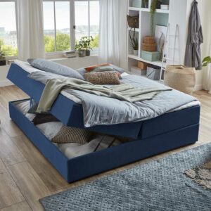 iMöbel Boxbett mit Bettkasten Stofbezug Blau ohne Kopfteil