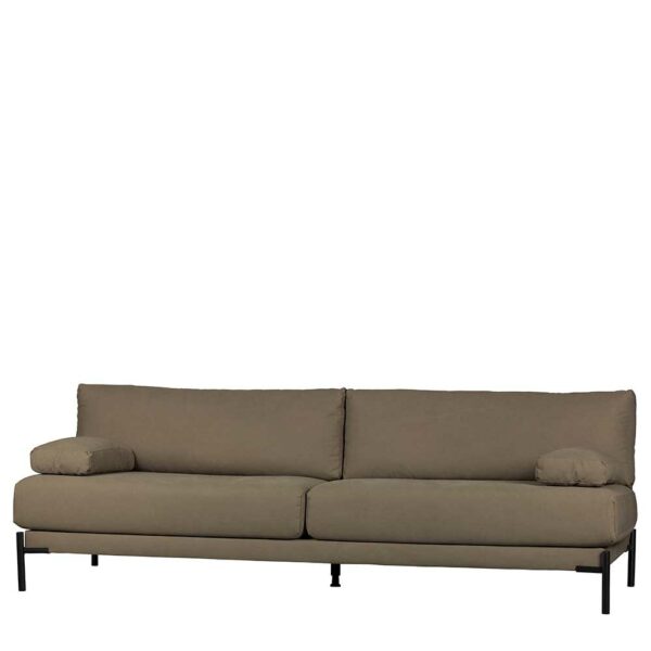 Basilicana Hochwertige Wohnzimmercouch mit Bezug aus Canvas Khaki