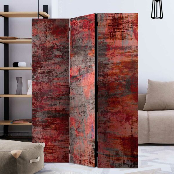 4Home Leinwand Paravent in Rot - Grau 3 oder 5 Elemente breit