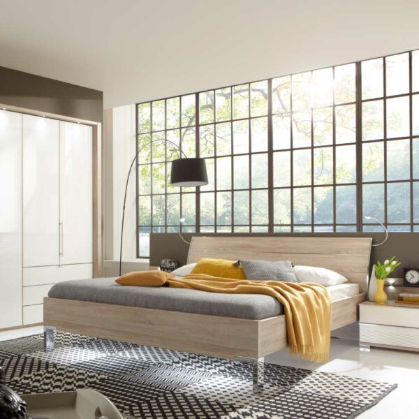 Franco Möbel Bett in Eiche Sägerau modern