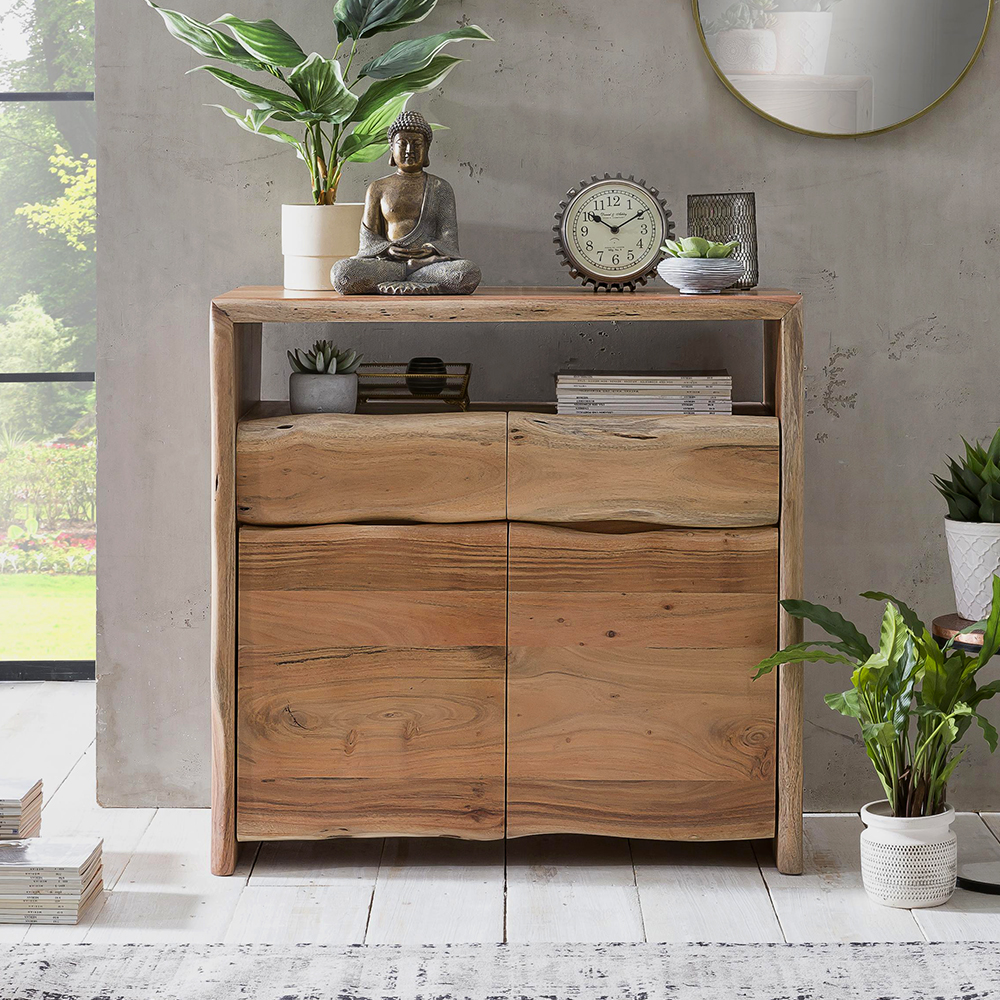 Möbel Exclusive Design Holzkommode mit Baumkante Akazie Massivholz