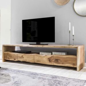 Möbel Exclusive Fernsehunterschrank mit natürlicher Baumkante Akazie Massivholz