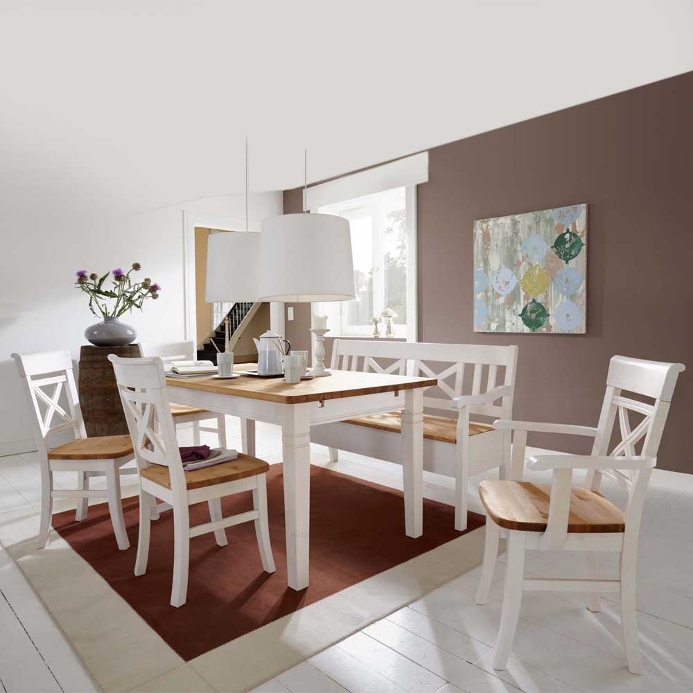 Life Meubles Landhaus Esszimmermöbel in Weiß (sechsteilig)