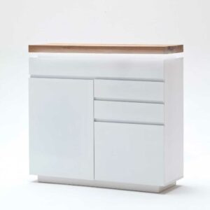 TopDesign Sideboard in Weiß mit Wildeiche Massivholz