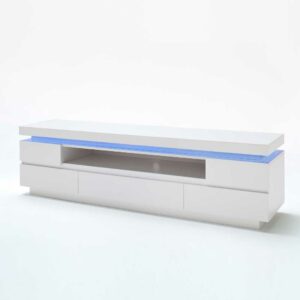 TopDesign TV Lowboard mit Farbwechsel Beleuchtung Weiß Hochglanz