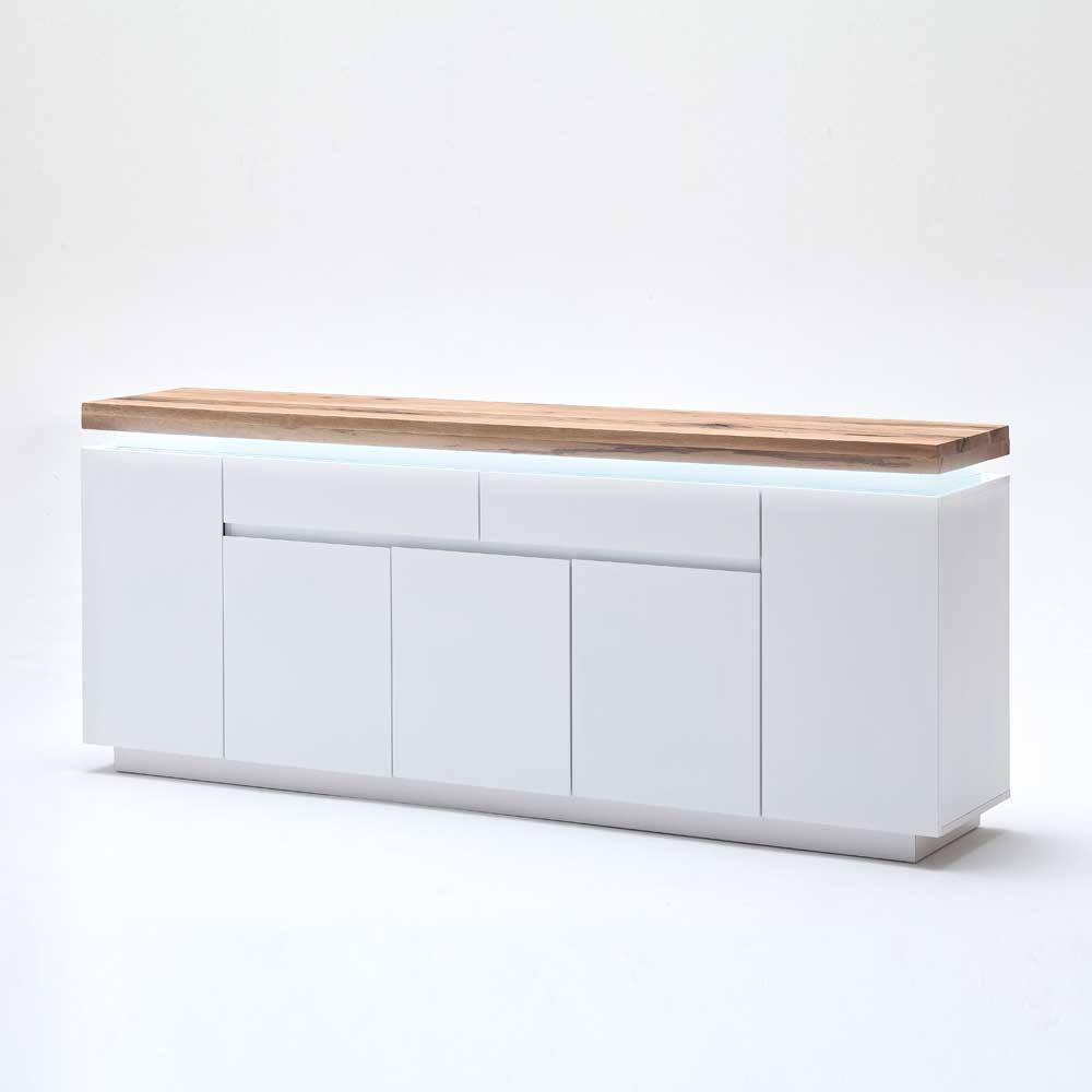 TopDesign Sideboard in Weiß mit Wildeiche massiv