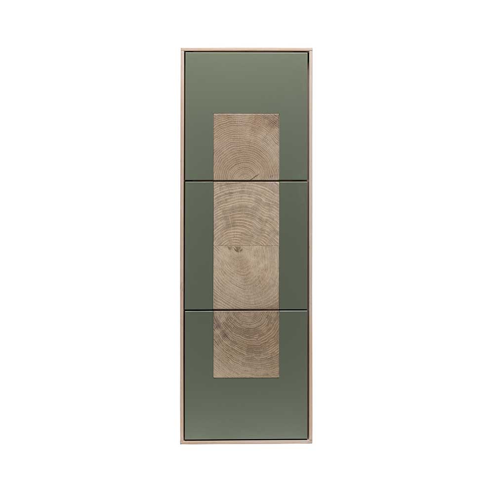 Natura Classico Hängeschrank in Beton Grau und Buche hell 120 cm hoch