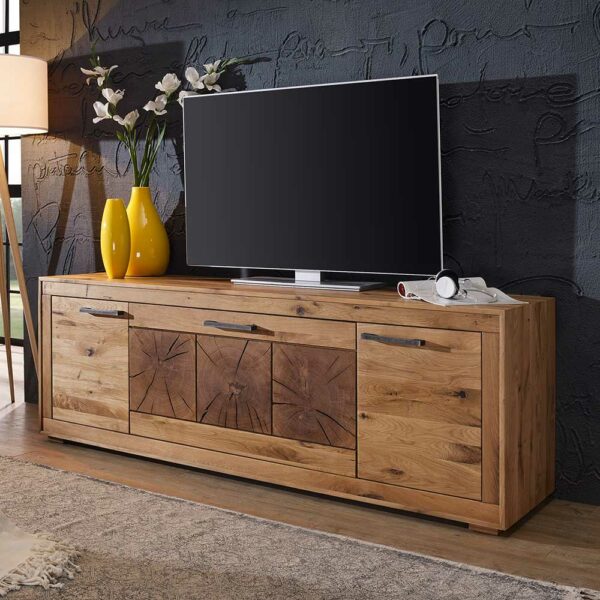 Basilicana TV Board aus Wildeiche Massivholz rustikalen Look
