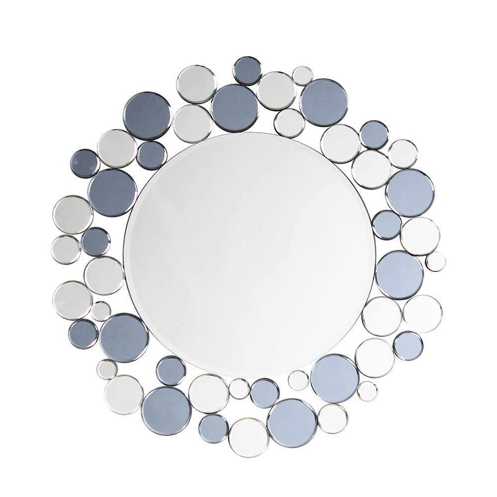 Doncosmo Moderner Wandspiegel in Grau und Silberfarben 80 cm breit
