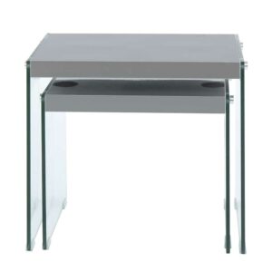 Doncosmo Beistelltischchen in Grau MDF und Glas (zweiteilig)
