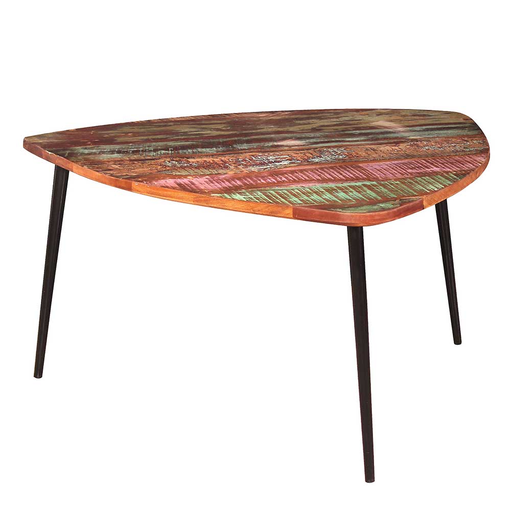 Möbel Exclusive Shabby Chic Holztisch mit Tischplatte in Wankelform Recyclingholz