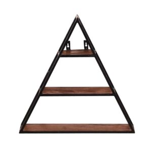 Möbel Exclusive Wandregal Dreieck aus Mangobaum Massivholz Metall