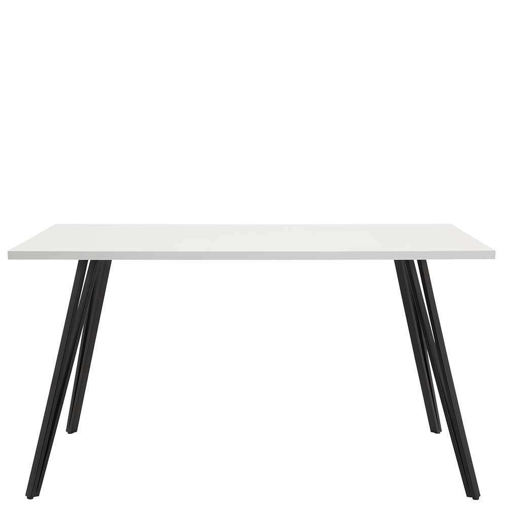 4Home Küchen Tisch in Weiß und Schwarz Vierfußgestell