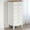 iMöbel Weiße Landhaus Schubladenkommode 110 cm hoch Metallgriffen