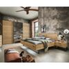 Franco Möbel Industrial Schlafzimmer Möbel in Wildeiche Bianco Dunkelgrau (vierteilig)