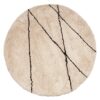 Basilicana Runder Hochflor Teppich in Offwhite und Schwarz geometrischem Muster