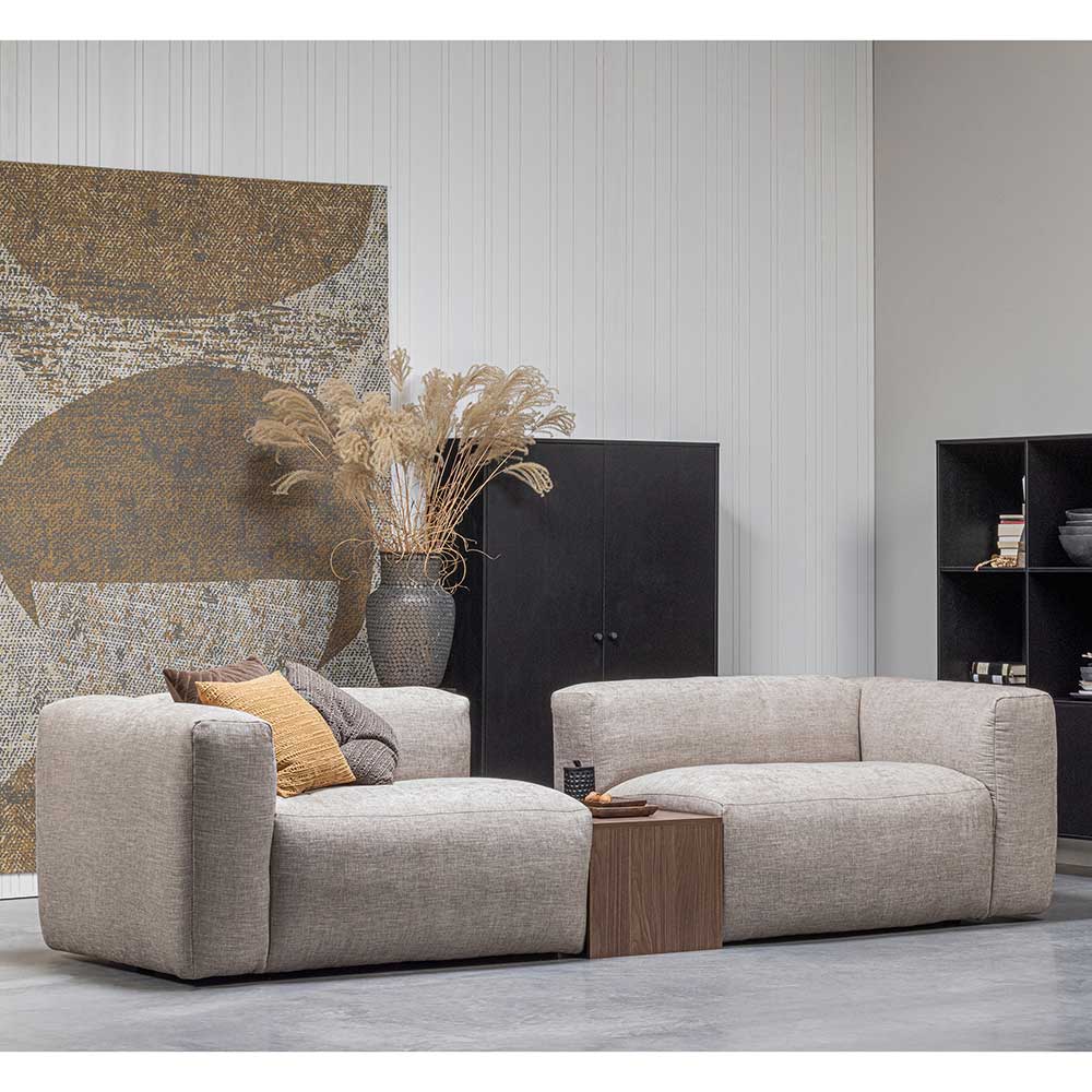 Basilicana Modul Couch Kombination in Beigegrau Stoff Skandi Design