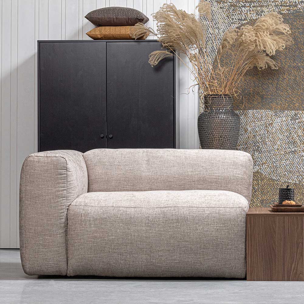 Basilicana Einsitzer Modul Sofa links in Beigegrau Stoff 125 cm breit